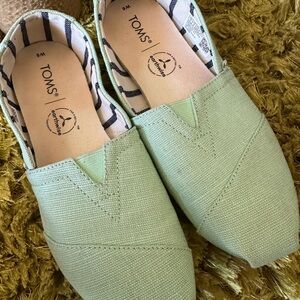 TOMS Mint green Alpargata Canvas Slip-Ons